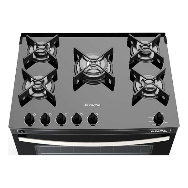 Cocinas A Gas 5 Hornallas Agile Glass Punktal Pk-gl5b - Imagen 3