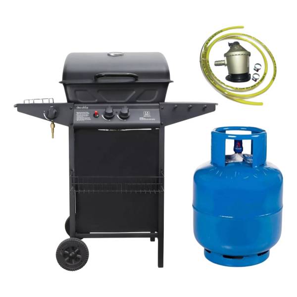 Barbacoa A Gas Portatil Decakila 2q + Garrafa 13kg + Valvula