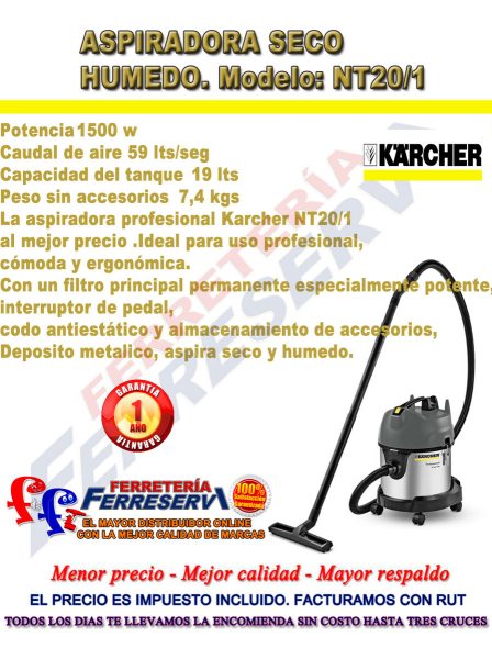 Aspiradora 20l 1200w Nt20/1 Karcher - Imagen 2