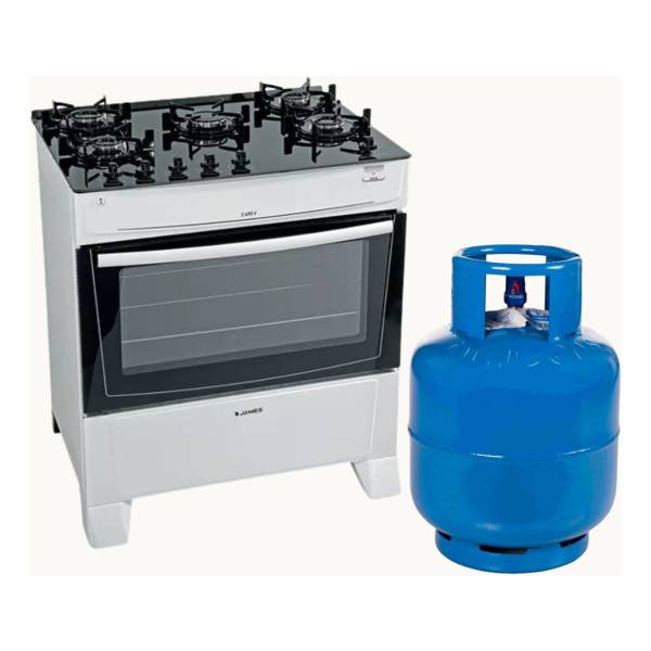 Cocina A Gas James 5h C 695 V Blanca + Envase Garrafa 13kg - Imagen 2