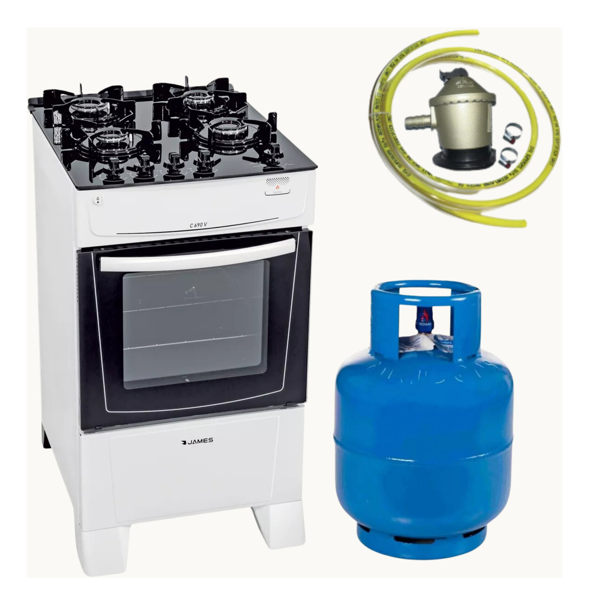 Cocina A Gas James C 690 V Blanca + Envase Garrafa 13kg