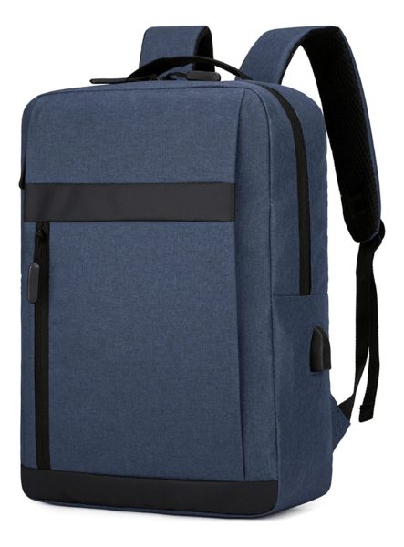 Mochila Para Laptop Impermeable Azul Con Puerto Usb - Imagen 2