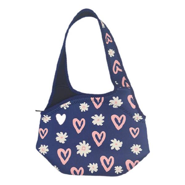 Lunchera Neopreno Con Correa Corazones Y Flores