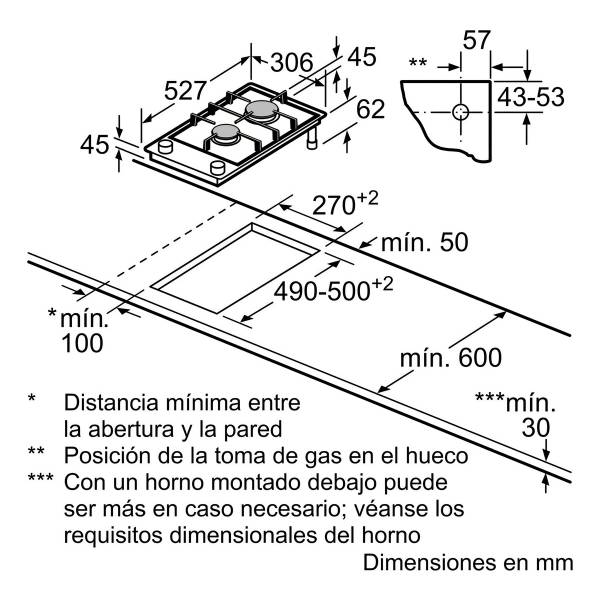 Anafe A Gas Bosch Prb3a6b70 30 Cm - Imagen 4