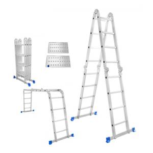 Escalera Andamio 16 Escalones 150kg Aluminio Con Plataforma