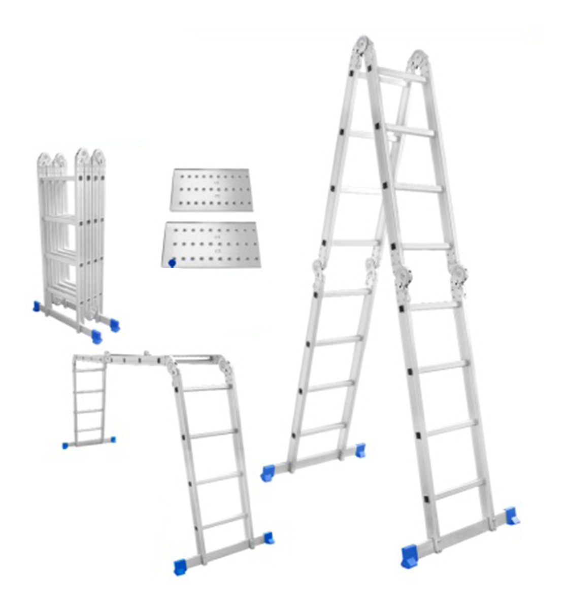 Escalera Andamio 16 Escalones 150kg Aluminio Con Plataforma