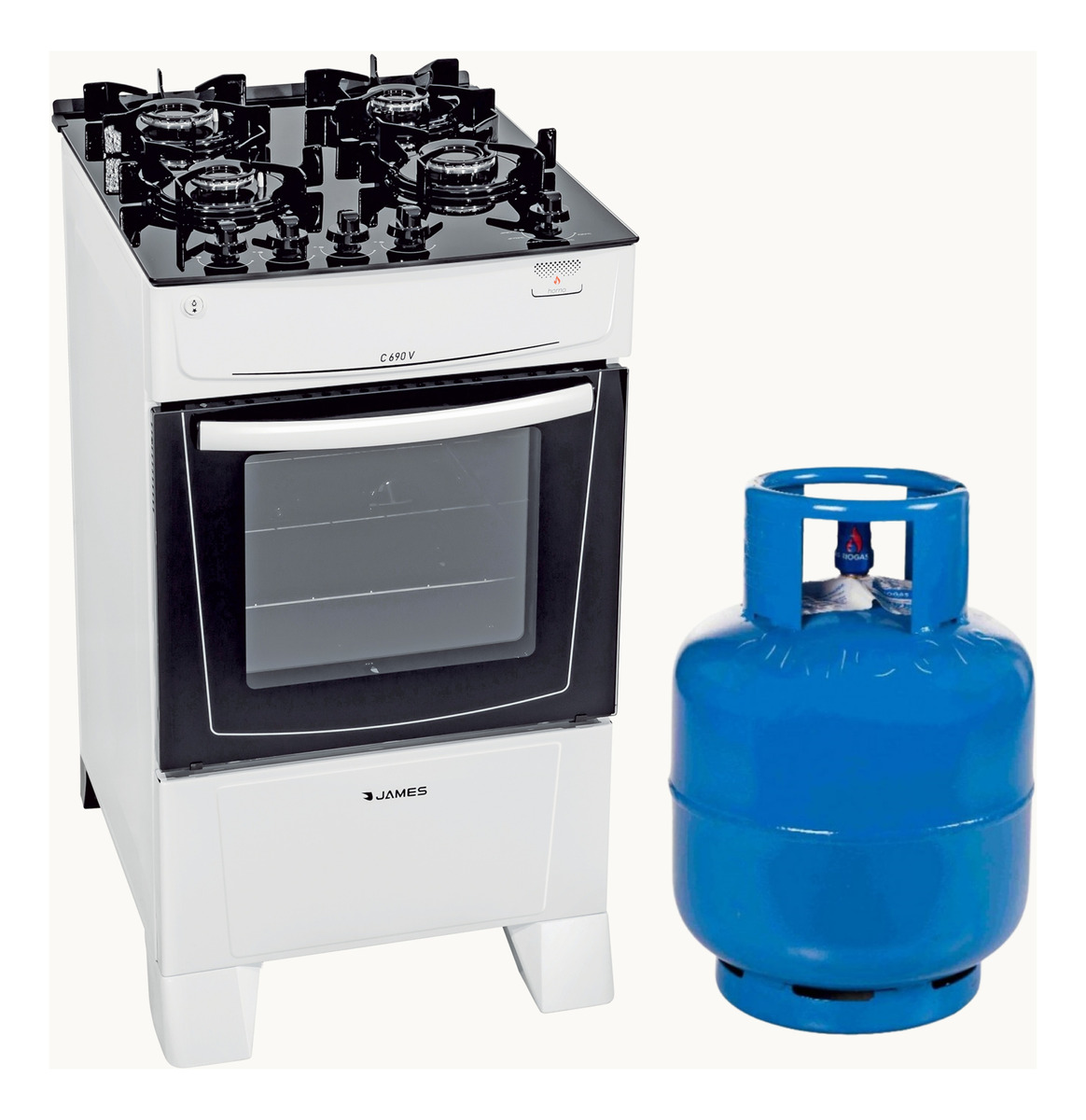 Cocina A Gas James C 690 V Blanca + Envase Garrafa 13kg - Imagen 2