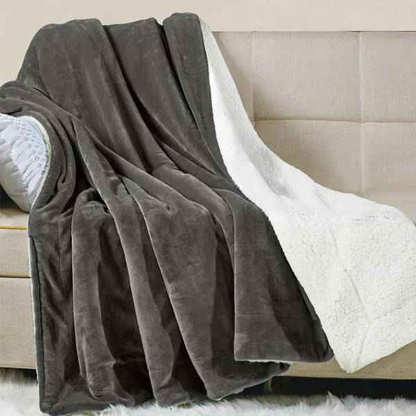 Manta Corderito 2 Plazas 200x230cm Azul Gris Marron - Imagen 3
