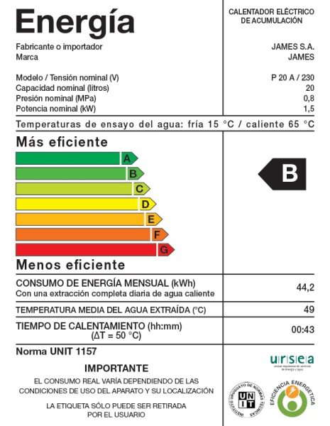 Calefon Termotanque James 20 Litros Acero Color Blanco - Imagen 2