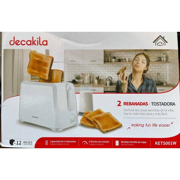 Tostadora 2 Panes 800w Decakila Kets001w - Imagen 5