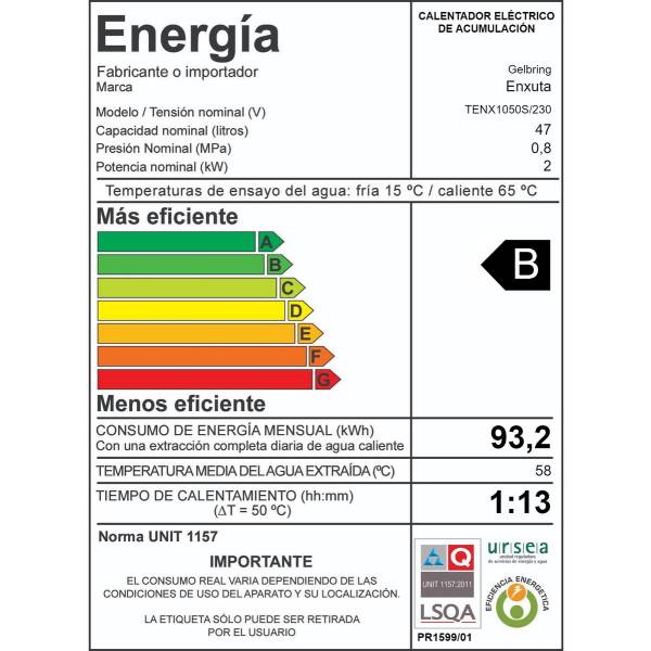 Termotanque De Acero 47 Lt Enxuta Cilindrico Digital Smart - Imagen 2