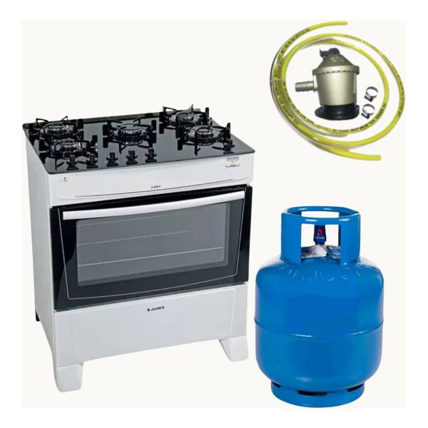 Cocina A Gas James 5h C 695 V Blanca + Envase Garrafa 13kg