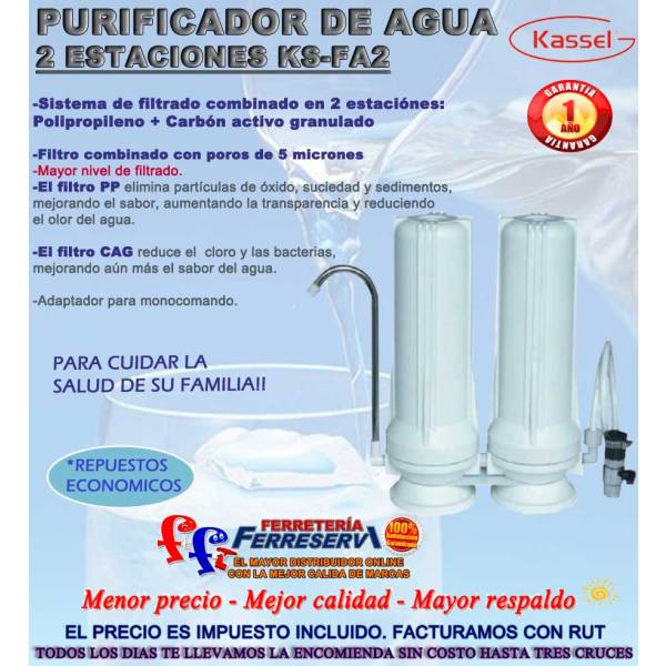 Filtro De Agua Purificador Carbón Activo Granulado Doble Kas - Imagen 3