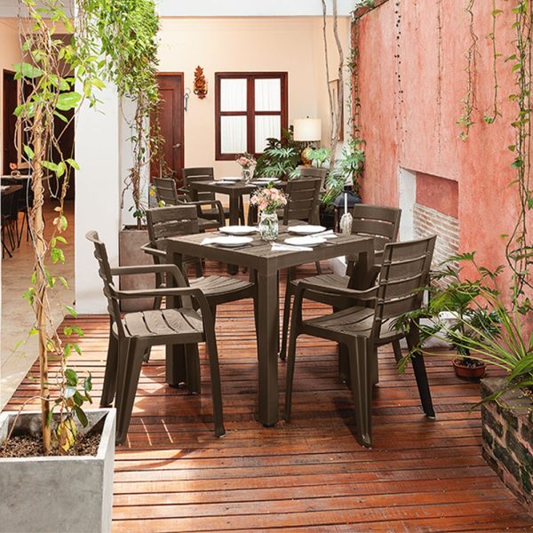 Mesa De Jardin Cuadrada Rimax Baru Mocca Plastico 75x75 Cm - Imagen 4