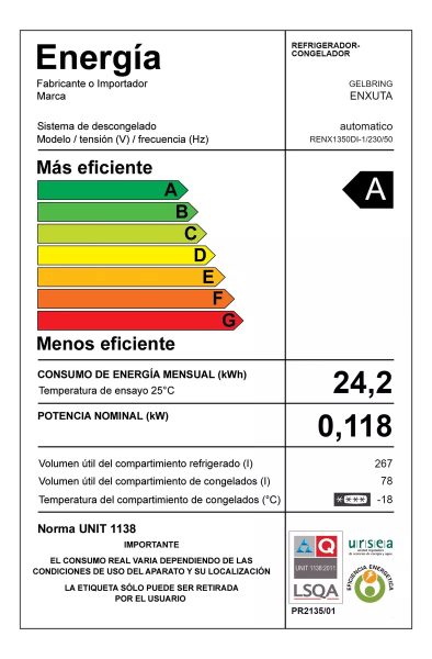 Refrigerador Heladera Freezer Frio Seco Blanco Renx1350dw-1 - Imagen 2