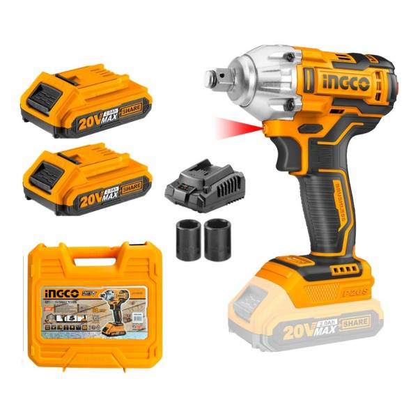 Llave De Impacto Ingco Ciwli2038 Inalámbrica 1/2 20v 300nm Color Amarillo Frecuencia 50 Hz