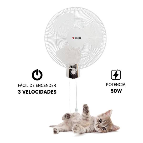Ventilador De Pared James Vwj16 Cantidad De Aspas 3 Estructura Blanco Aspas Blanco Diámetro 16 Material De Las Aspas Plástico - Imagen 2