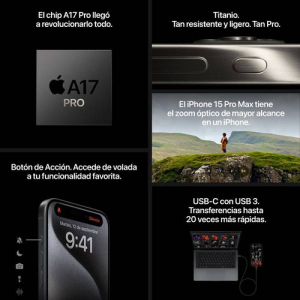 Apple iPhone 15 Pro Max (256 Gb) - Titanio Azul - Imagen 8