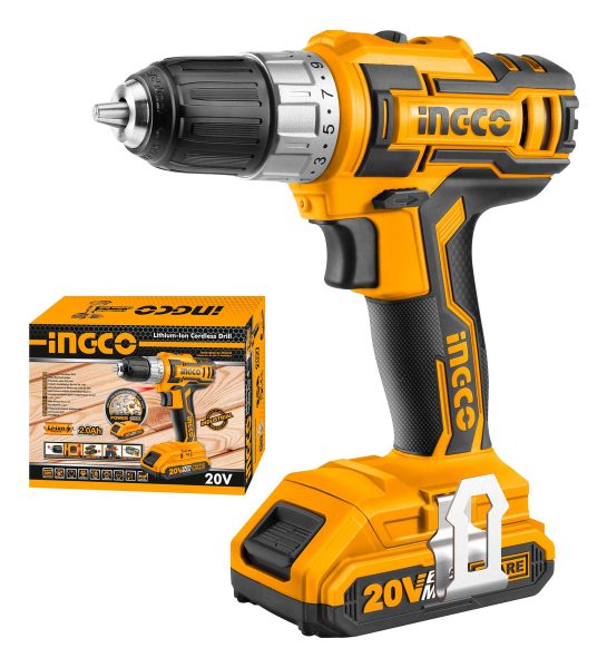 Taladro Atornillador 10mm Con 1 Bateria 20v Litio Ingco P20 - Imagen 2