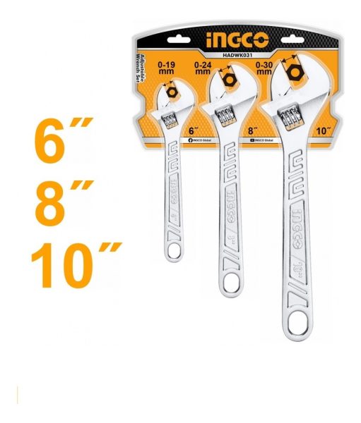 Set X 3 Llaves Francesas Super Select Ingco Hadwk031 - Imagen 2