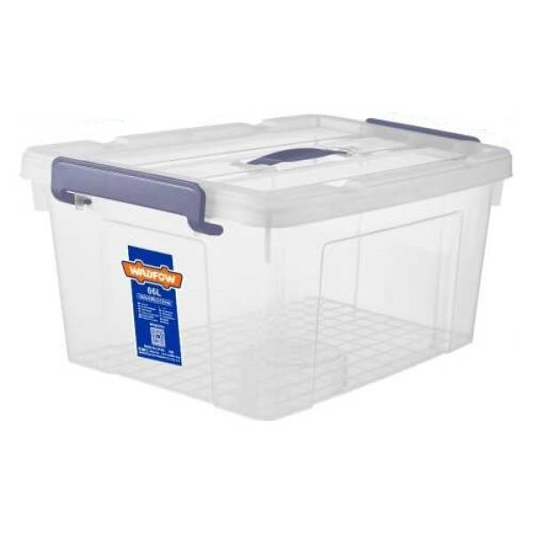 Caja Contenedor Plastico Apilable Transparente 66lt Wadfow W