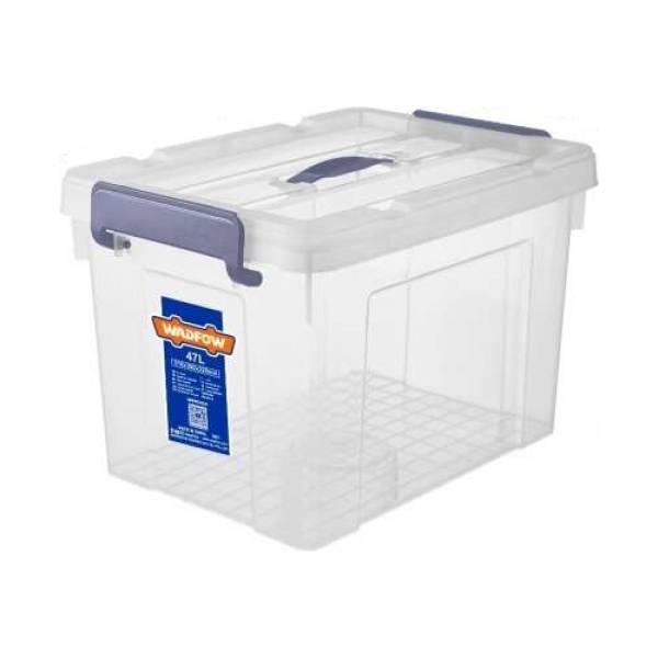 Caja Contenedor Plastico Apilable Transparente 47lt Wadfow W