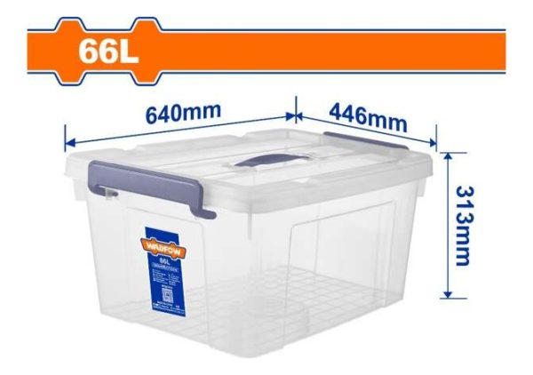 Caja Contenedor Plastico Apilable Transparente 66lt Wadfow W - Imagen 2