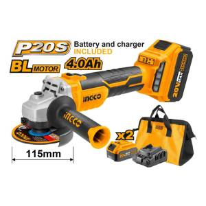 Kit Amoladora 20v 2 Bat 4ah Carg Bolso Ingco Cagli11522