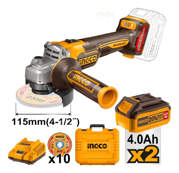 Amoladora A Batera 20v Bl + 2 Bat 4ah + Valija Y Discos - Imagen 2