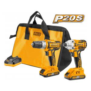 Kit Atornillador De Impacto 20v + Atornillador 20v Ingco P20