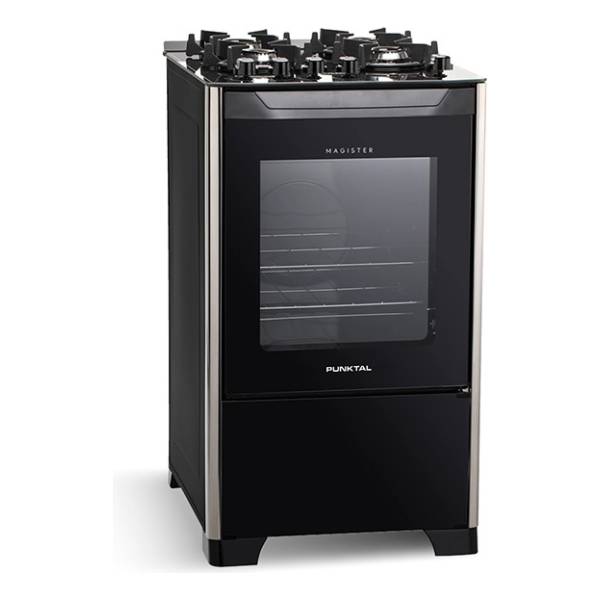Cocina A Gas Punktal 4 Hornallas Grill Mesa Vidiro Negro