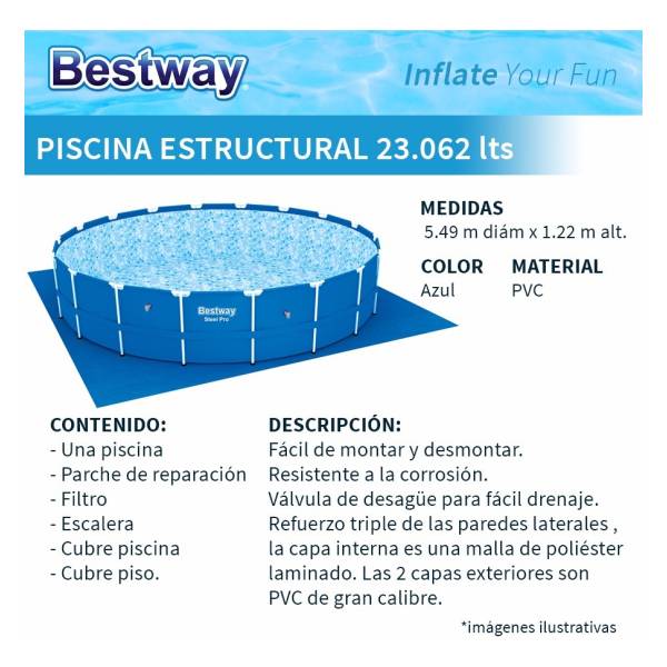Ff Piscina Estructural Bestway 23062 Lts Filtro Y Escalera - Imagen 2