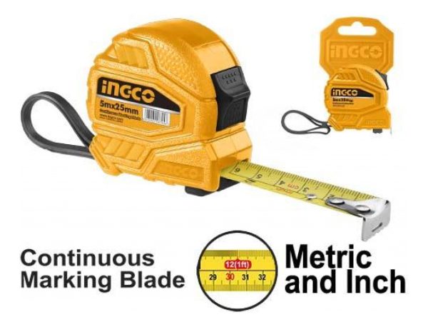 Cinta Metrica 5mt X 25mm Pulgadas/milimetros Hsmt26525 Ingco - Imagen 2