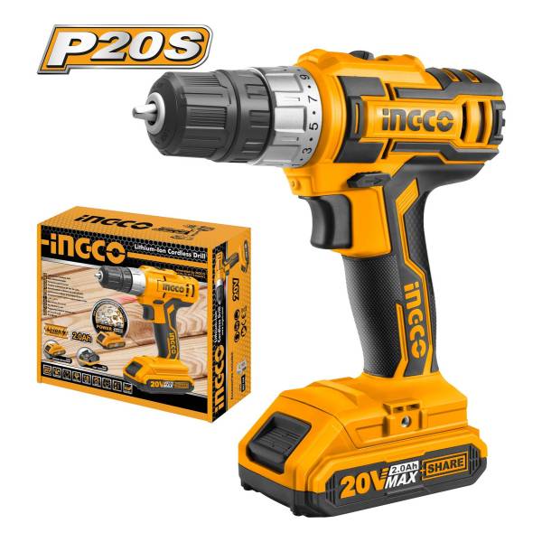 Taladro Atornillador Ingco 10mm 20 Volt Con 1 Bat Litio P20s