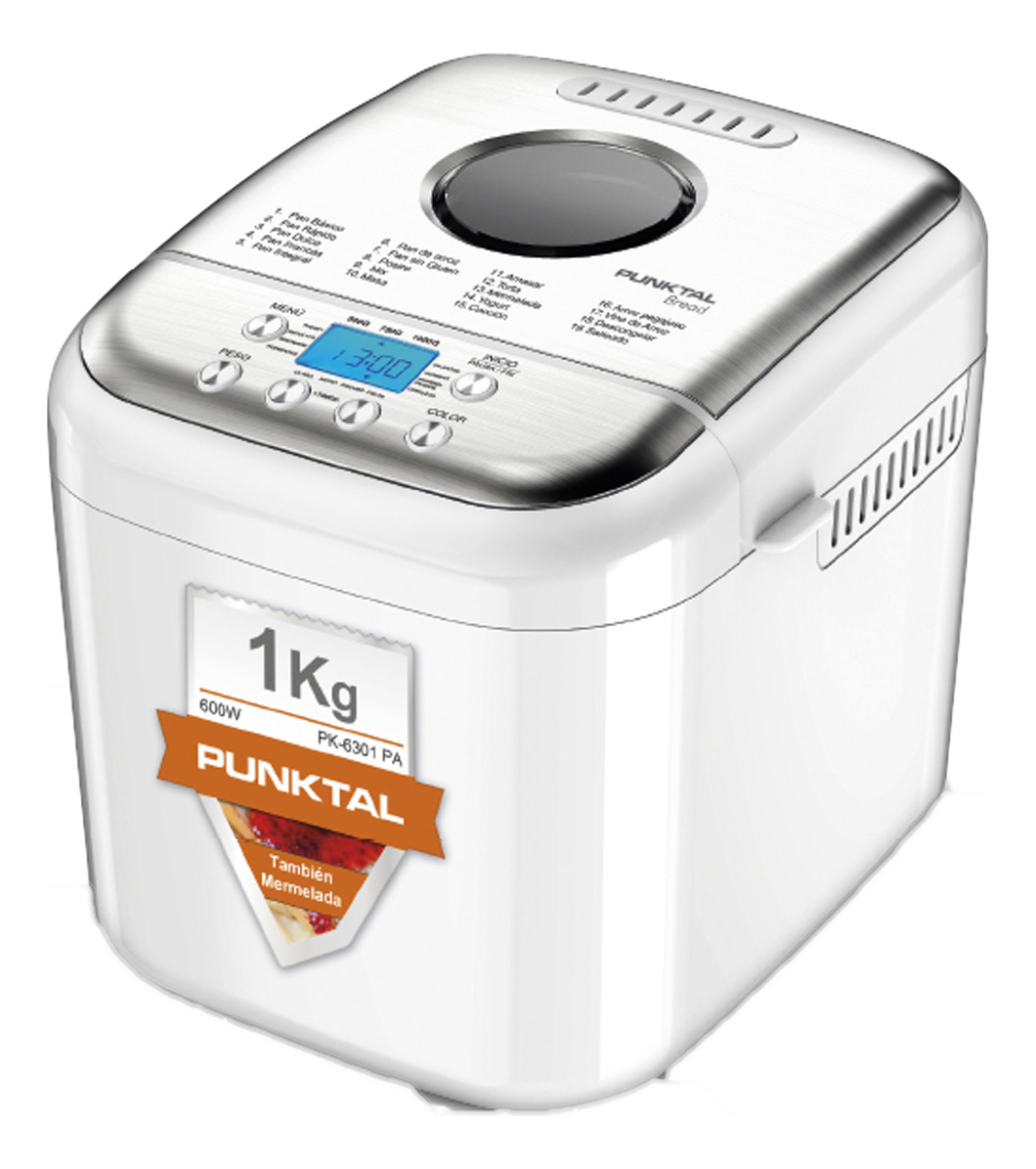 Maquina Panetera 650w C/ Taza Y Recetario Punktal Pa6301