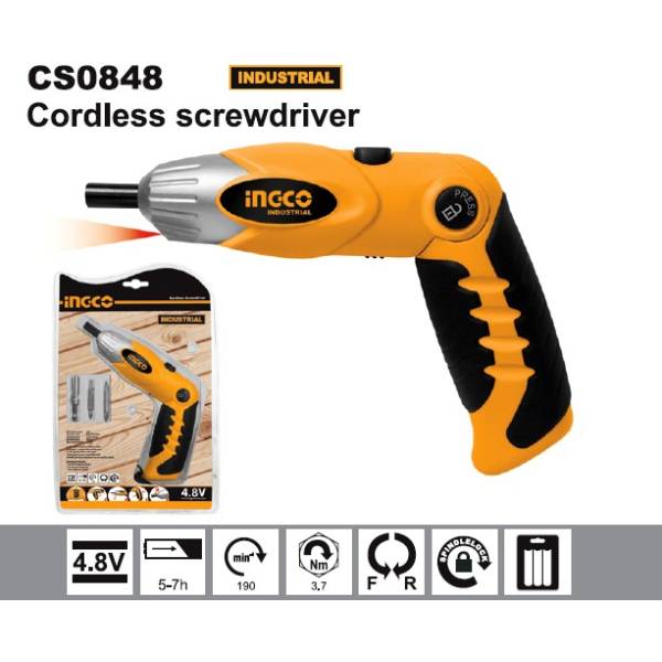 Ff Atornillador Articulado Bate 4.8v Reversible Ingco Cs0848