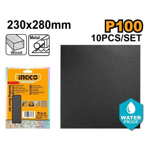 Set Lija Al Agua Grano 100 X 10u Ingco Akhs11100 - Imagen 2