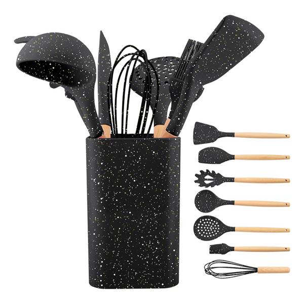 Set De Menaje Cuori Para Cocina 8 Piezas Estilo Madera
