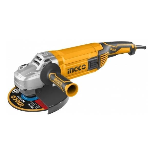 Amoladora Angular Ingco Industrial Ag24008 De 55 hz Color Amarillo 2.4 kw 220 v + Accesorio