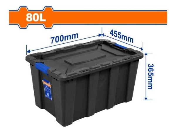 Caja Contenedor Plastico Apilable Negro 80lt Wadfow Wtb3380 - Imagen 2