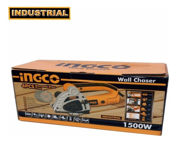 Acanaladora De Muro O Pared Ingco Wlc15008 4 Discos 1500w Ff - Imagen 2