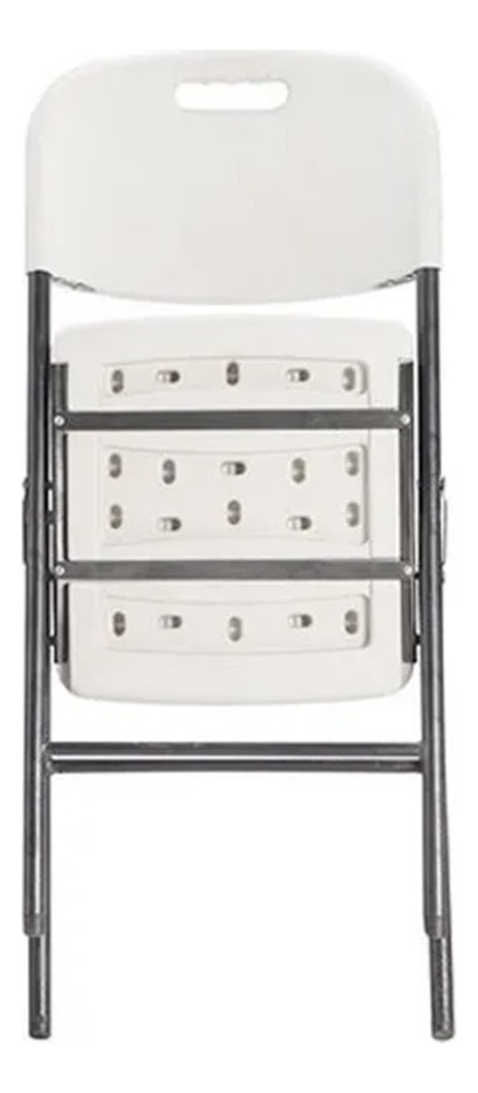 Silla Plegable Jardin Camping Blanca Plastico Metalica - Imagen 2