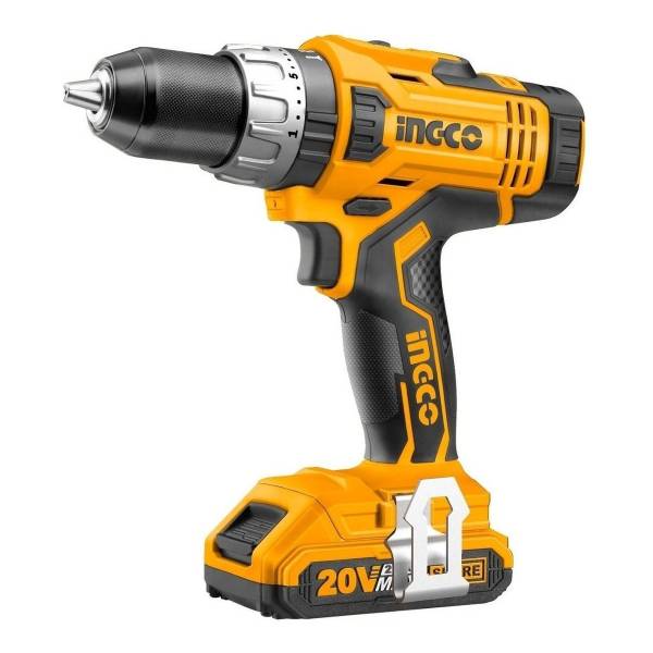 Taladro Percutor Atornillador Inalámbrico De 10mm Ingco Cidli2002 20v + Accesorio 220v 50hz/60hz