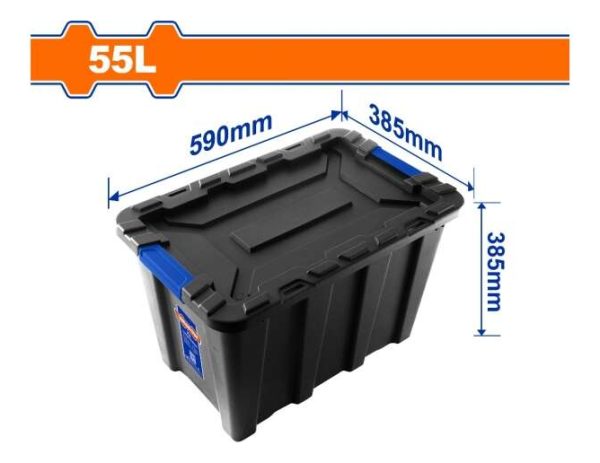 Caja Contenedor Plastico Apilable Negro 55lt Wadfow Wtb3355 - Imagen 2