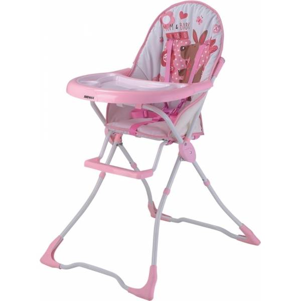 Silla De Comer Bebe Plegable Con Cinturon Sin Ruedas Rosada