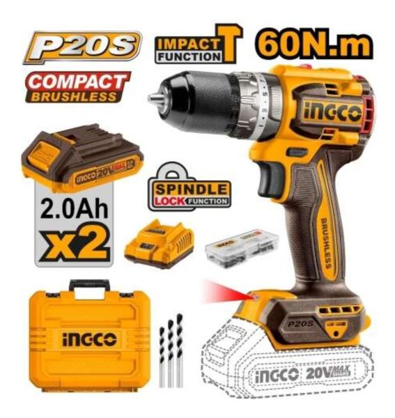 Atornillador 20v Percutor Mandril Met 13mm Cidli20602 Ingco - Imagen 3