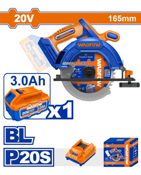 Sierra Circular 20v 165mm Bat/carg Brushless Wadfow Wlwp5521 - Imagen 2