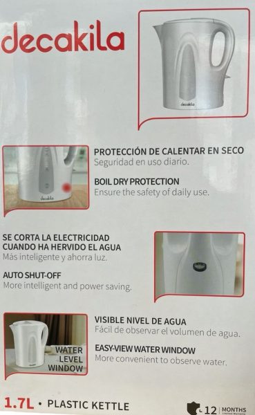 Jarra Electrica Sin Base 1.7 Lt 2200w Decakila Kekt001w - Imagen 4