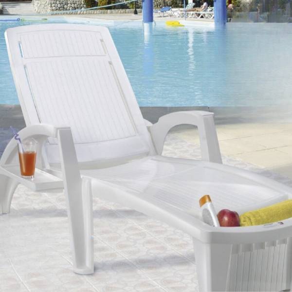 2 Sillas Reposeras Mor Sole Piscina Con Guarda Objetos Mesa - Imagen 3