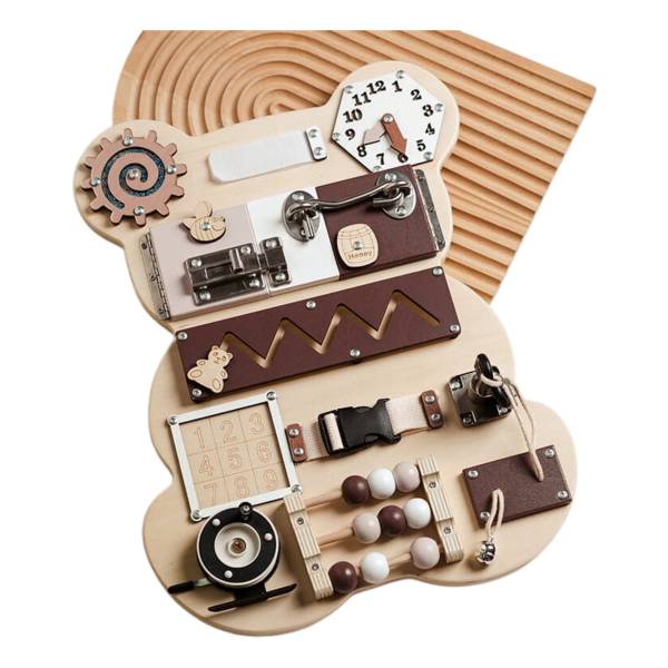 Juego Tablero De Actividades Sensoriales De Madera Forma Oso - Imagen 3